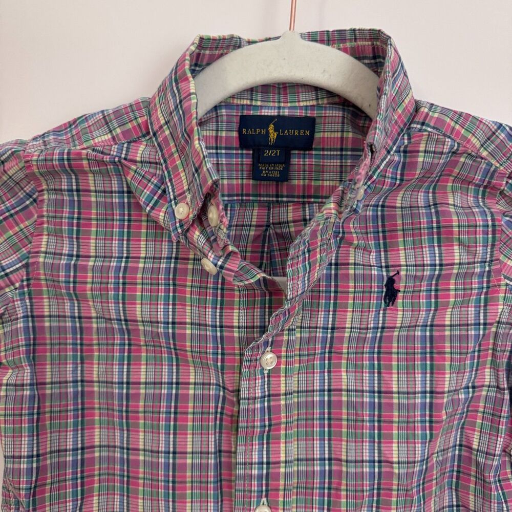 Toddler Boys Ralph Lauren 2/2T Plaid Long Sleeve Button Down Shirt Multicolor